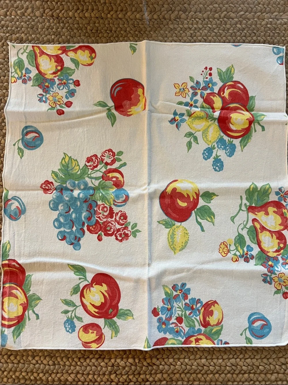 Vintage Cloth Napkins Set of 6 Fruit Floral Farmhouse Theme